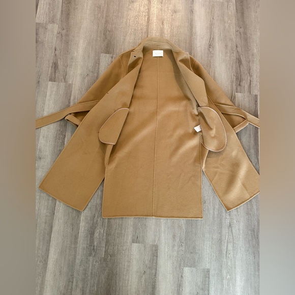 Olive UK Classic Tan Camel Wool Trench Coat with Belt - Picture 11 of 13